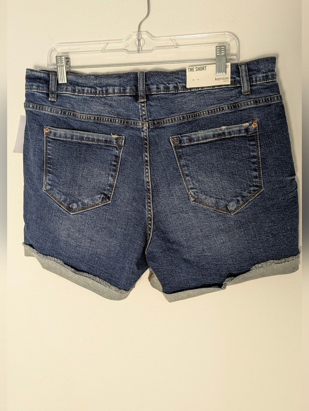 Kensie Women's Jeans The Short Cuffed High Rise Sz 12 31 Shorts Denim Blue New